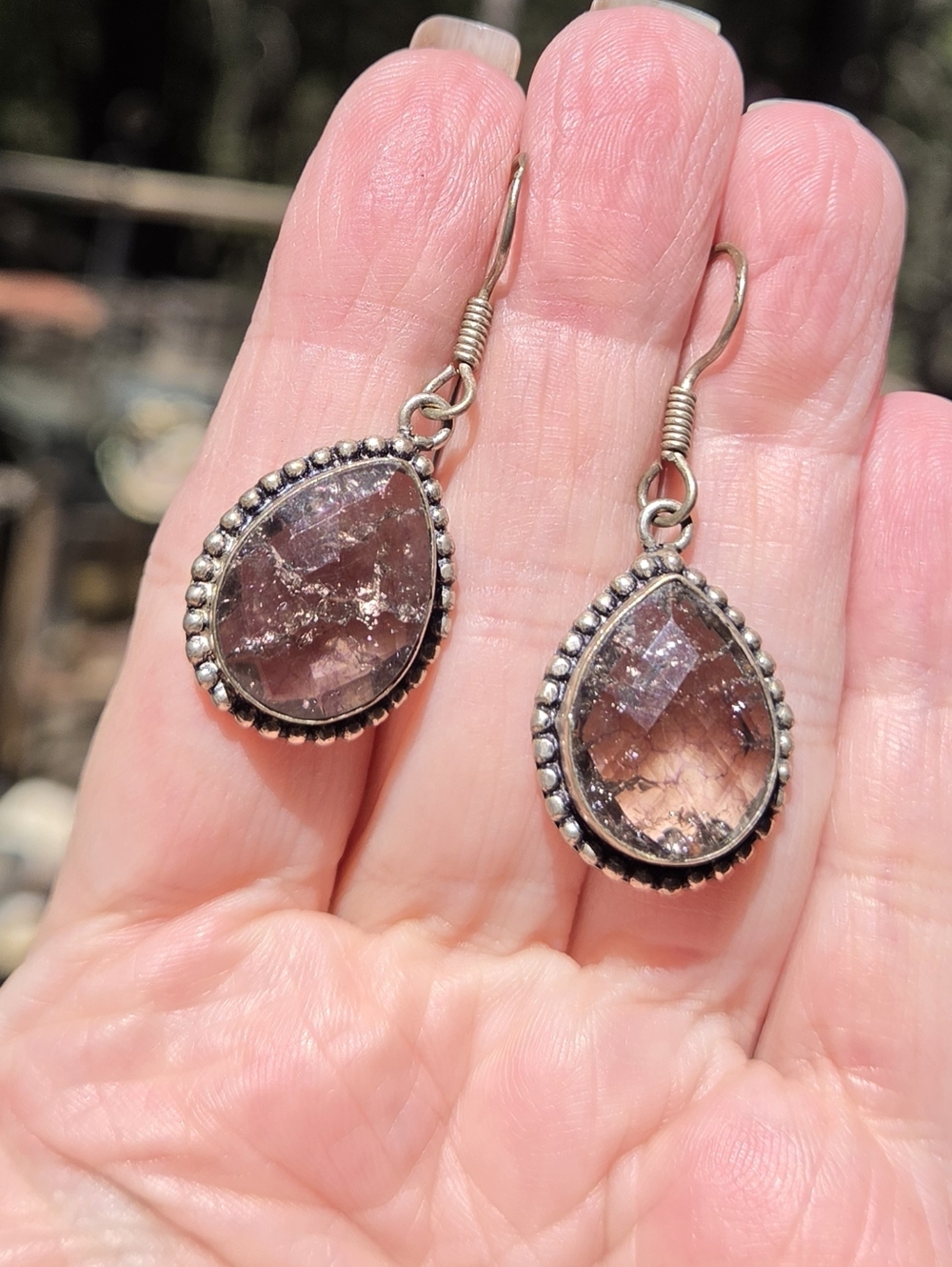Smoley Quartz Large 18k Sterling Bohemian Earrings - Picture 7 of 10